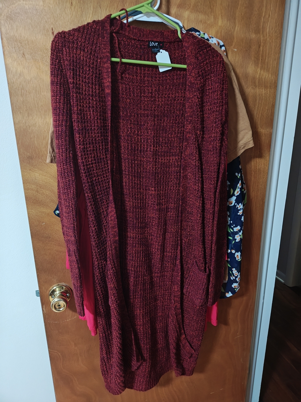 Love Open Front Cardigan in Red Size Large NWT